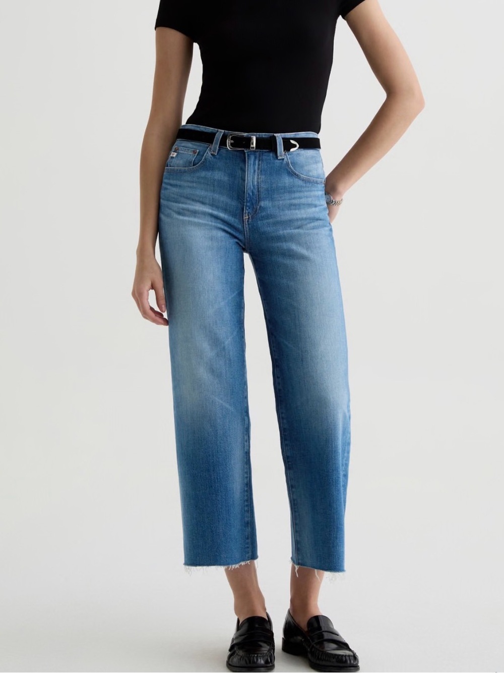 NWT! AG SAIGE WIDE LEG CROP Jeans - High-Rise Fit - Light Wash